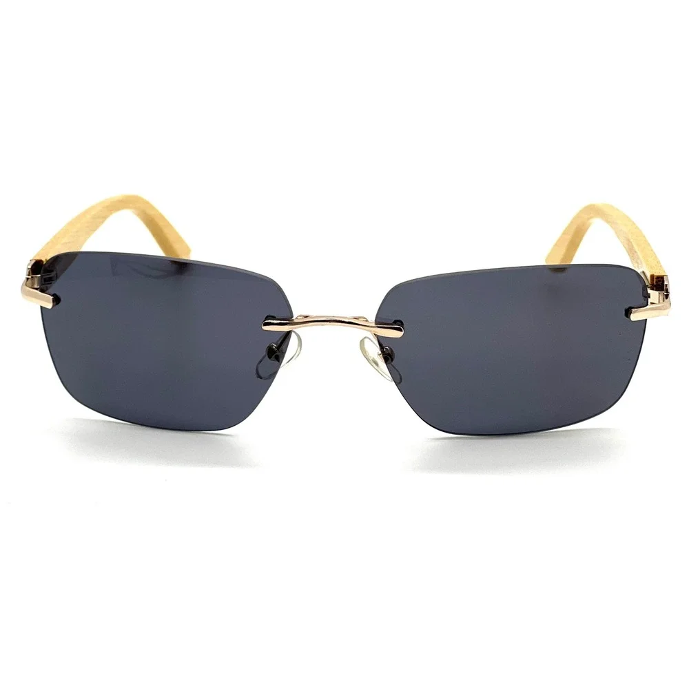 Sunglasses Men Dark Black Lens Driving Fishing Wood Frame Street Designer HipHop